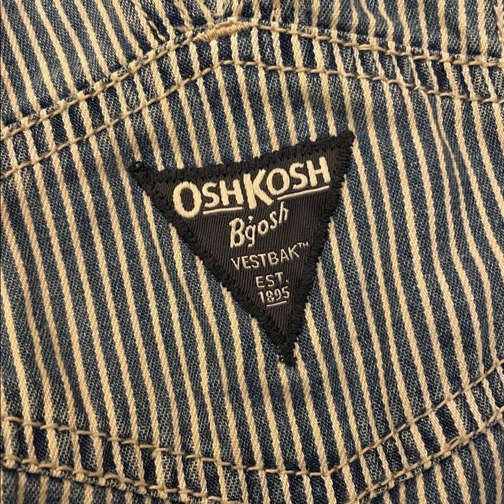 Vintage OshKosh B'gosh Navy Railroad Striped Overalls 9 months - Picture 4 of 5